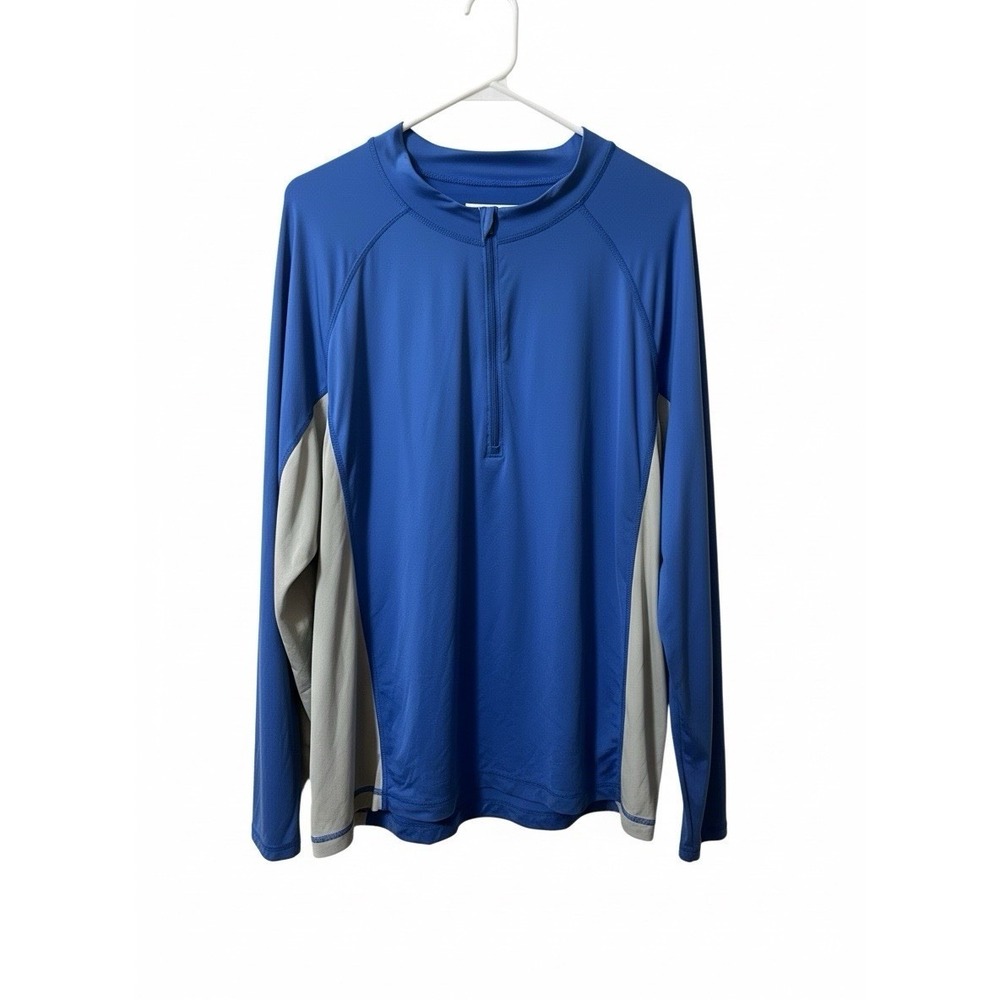 LL Bean Mens XL Blue Gray Quarter Zip Pullover Performance Activewear Layer